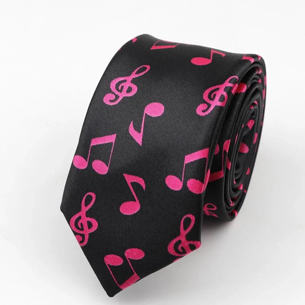 Necktie Musical Notes Printed With Piano Guitar Pattern
