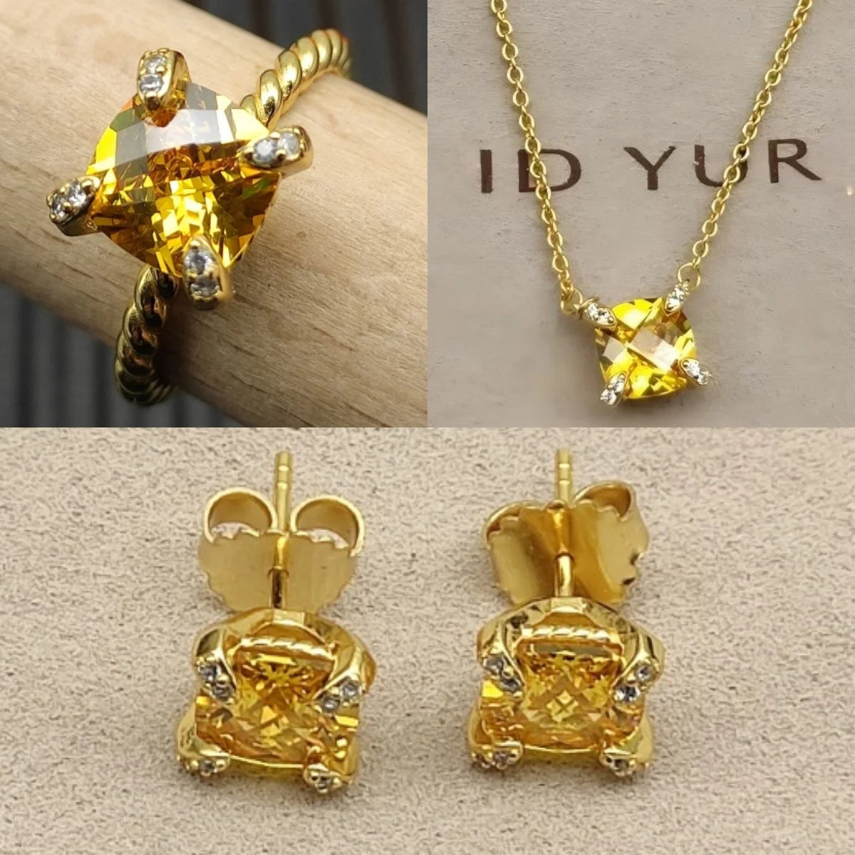 Earrings, Necklace, Ring 8mm Stone Set