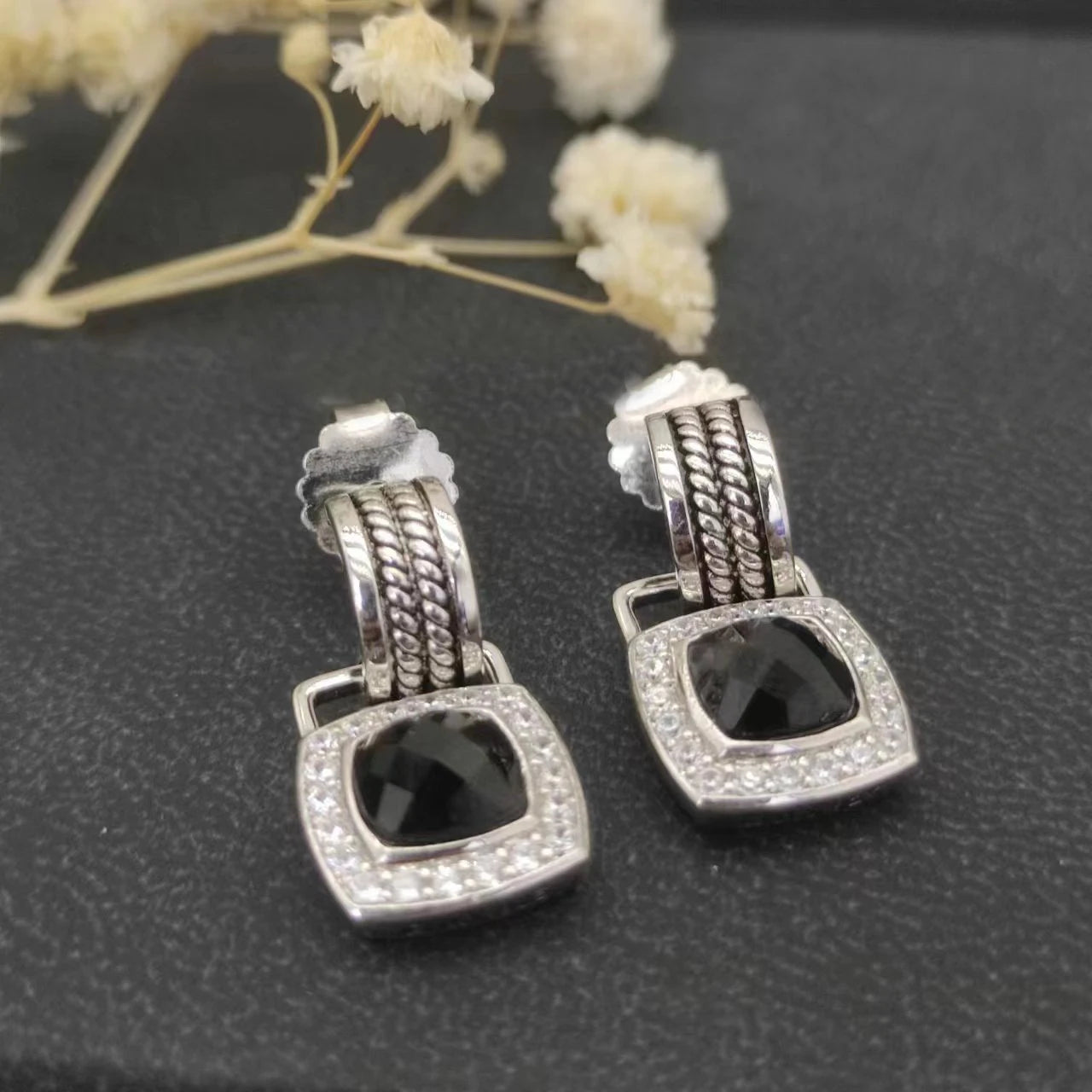 Sterling Silver Zircon Stud Earrings 925