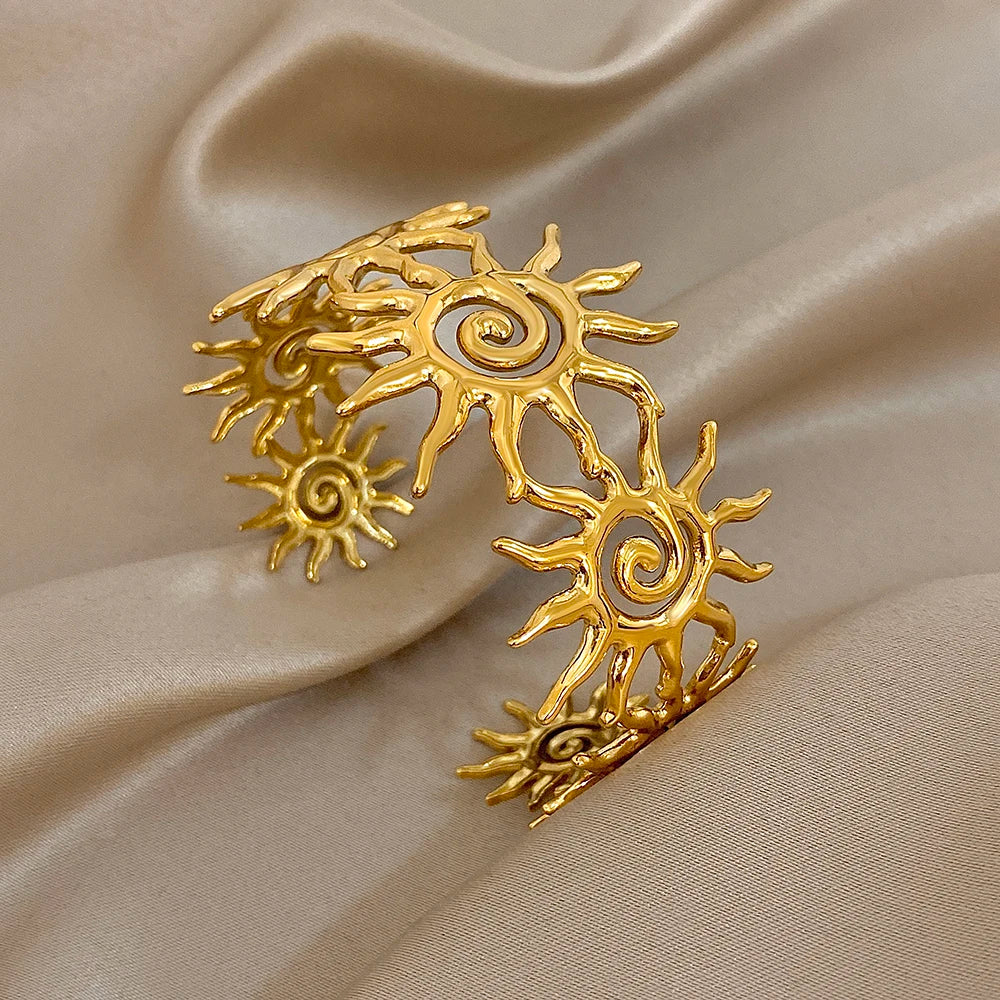 Cuff Bracelet Spiral Sun Totem Jewelry