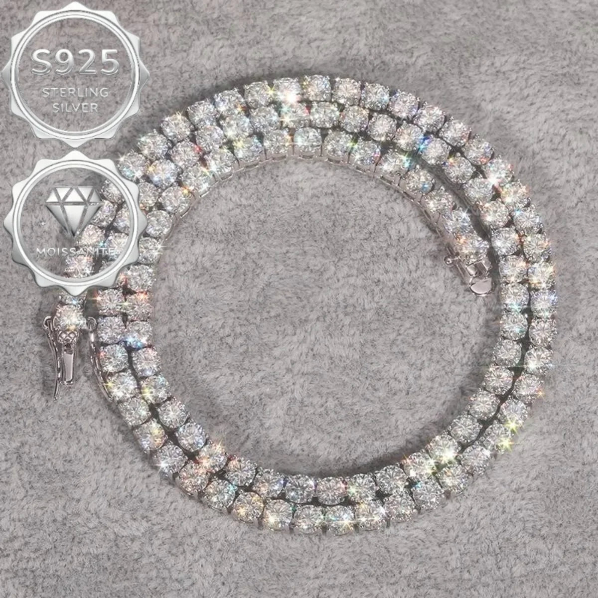 Moissanite Tennis Necklace 925 Sterling Silver Jewelry