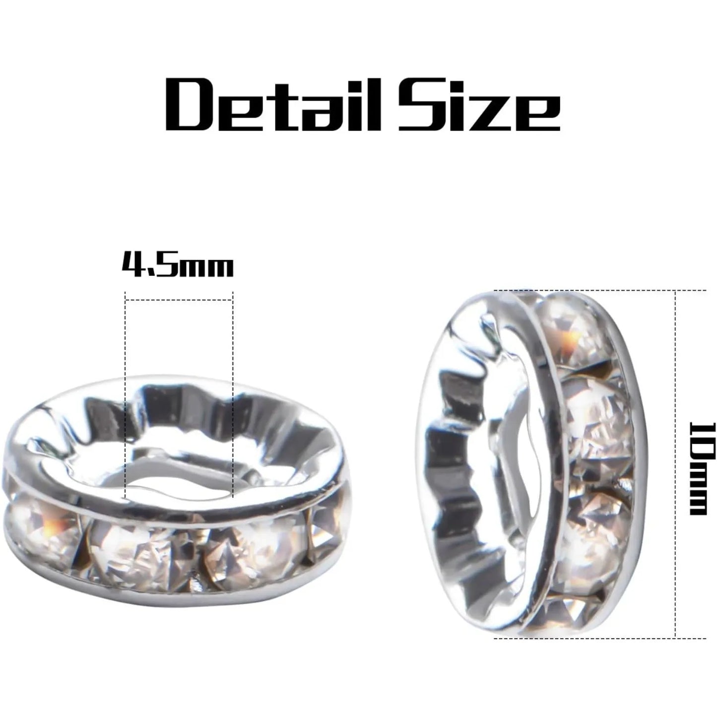 Rhinestone Spacer Beads Crystal Large Hole European Metal Beads