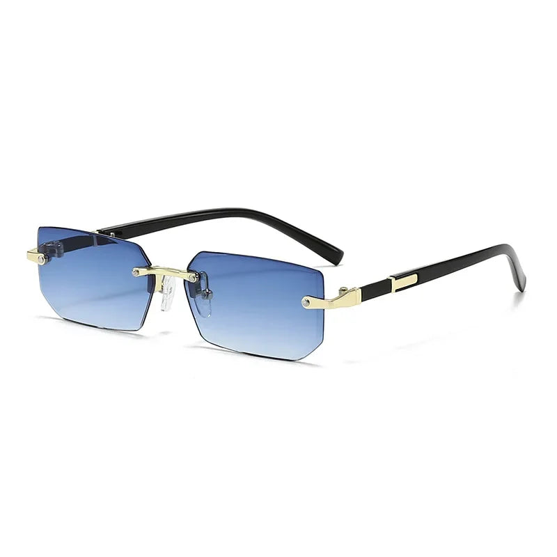 Sunglasses Frameless Diamond Shaped Leopard UV400 Small Frame