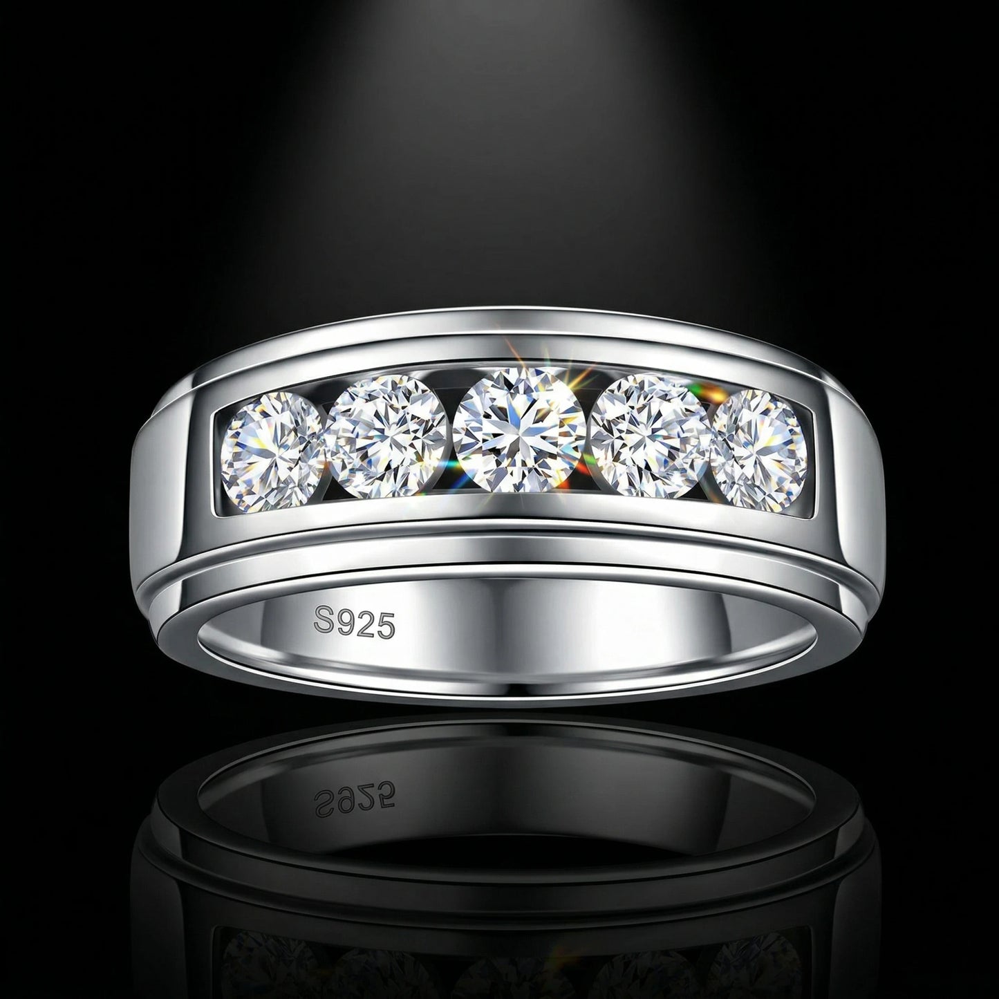 Moissanite Ring Sterling Silver 2 Carat