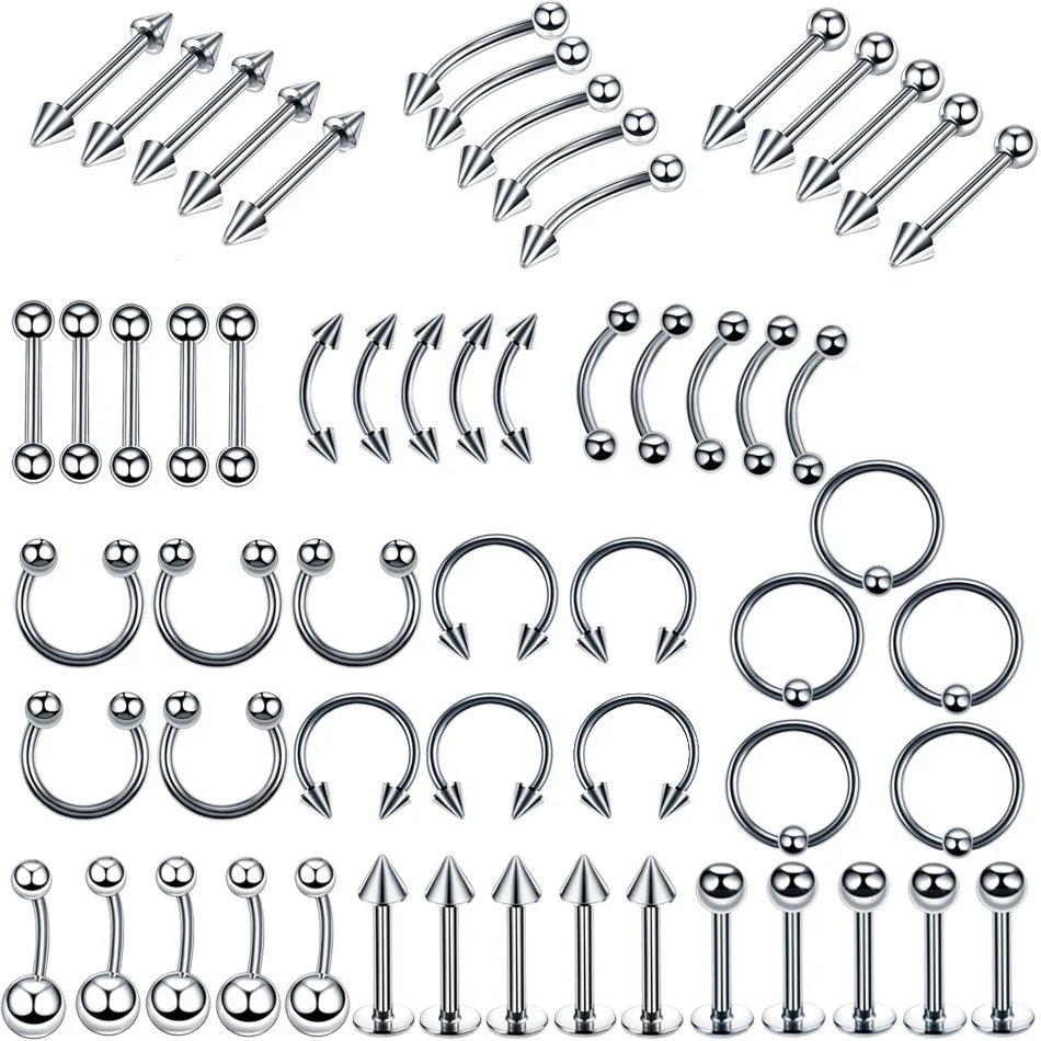 MODRSA Stainless Steel Body Piercing Jewelry Set for Multiple Piercings