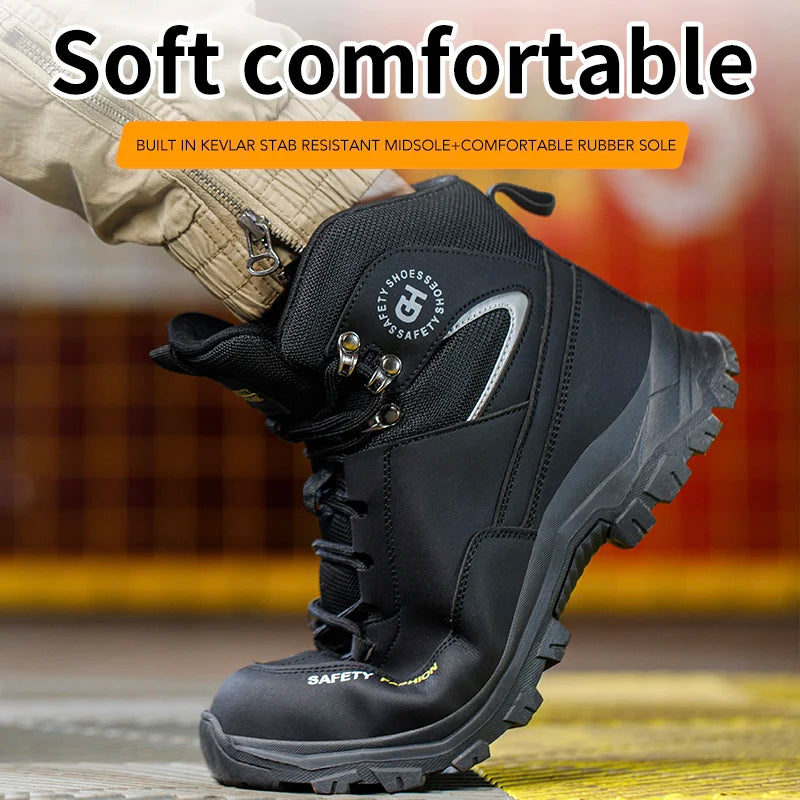 Men's Safety Shoes Steel Toe Anti Puncture Work Boots