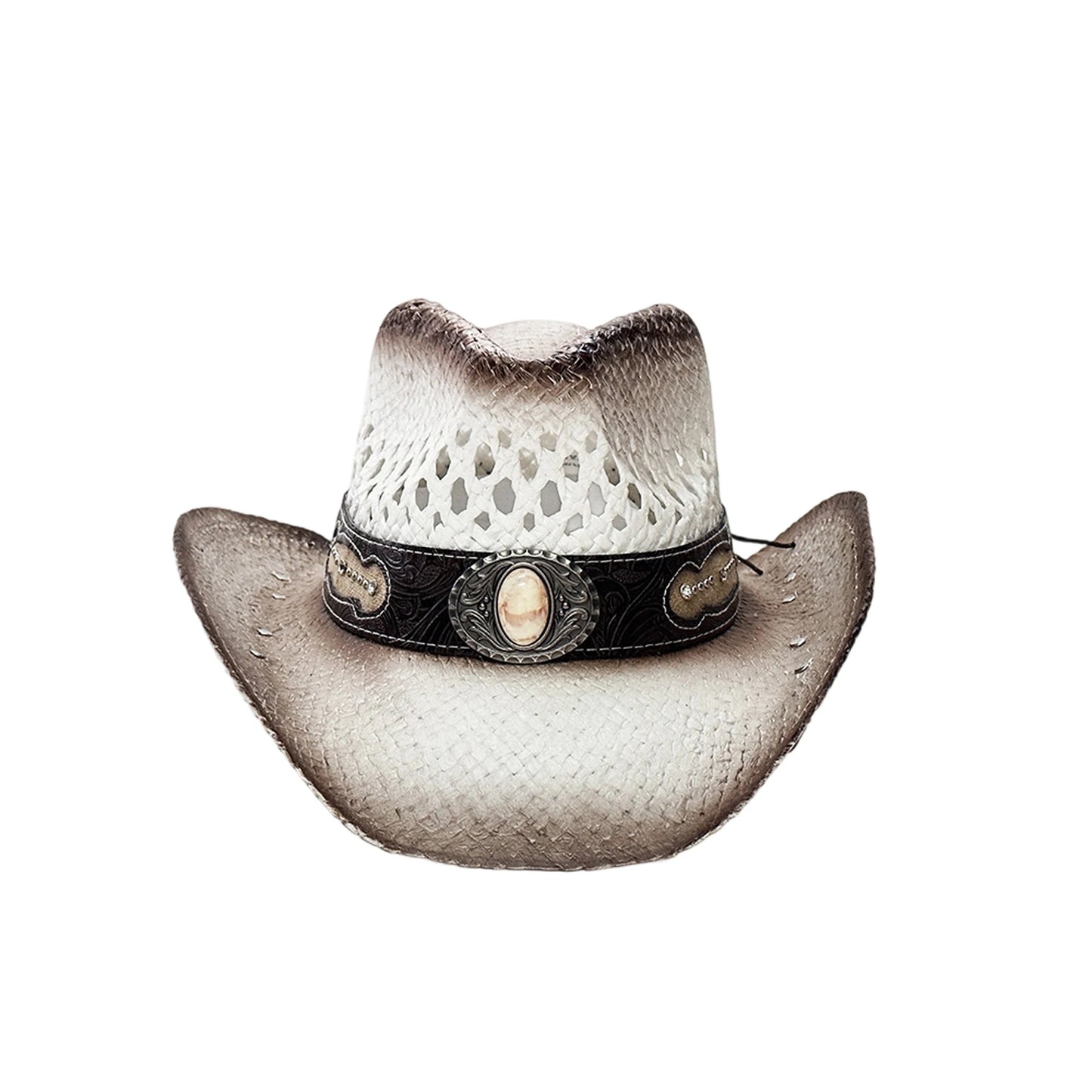 Straw Cowboy Hat With Concho Band