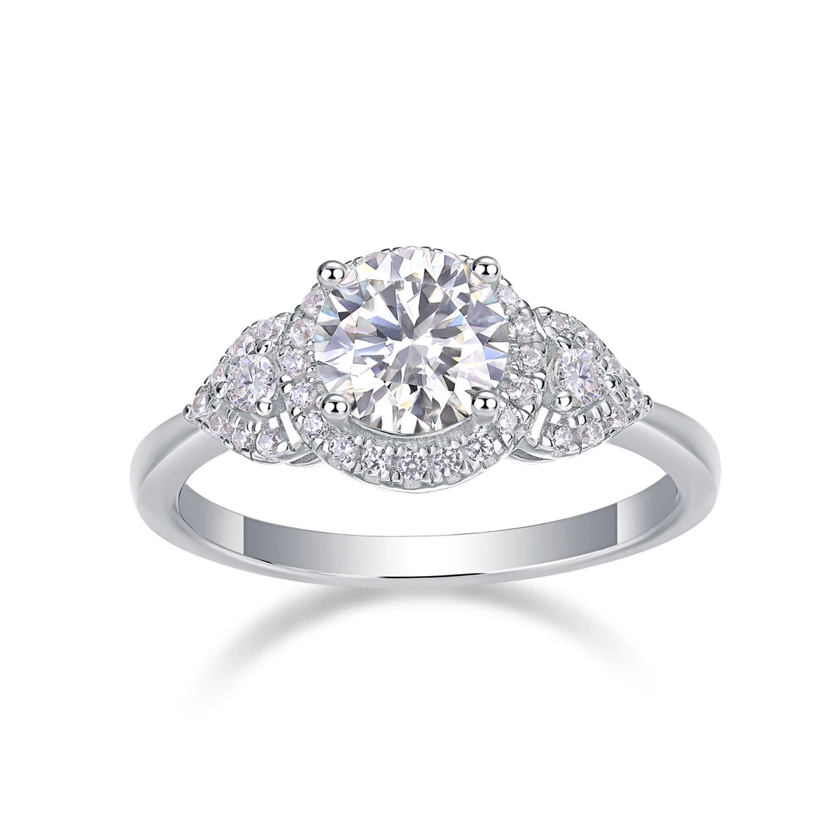 Luxury Diamond Wedding Ring Moissanite Silver Band For Women
