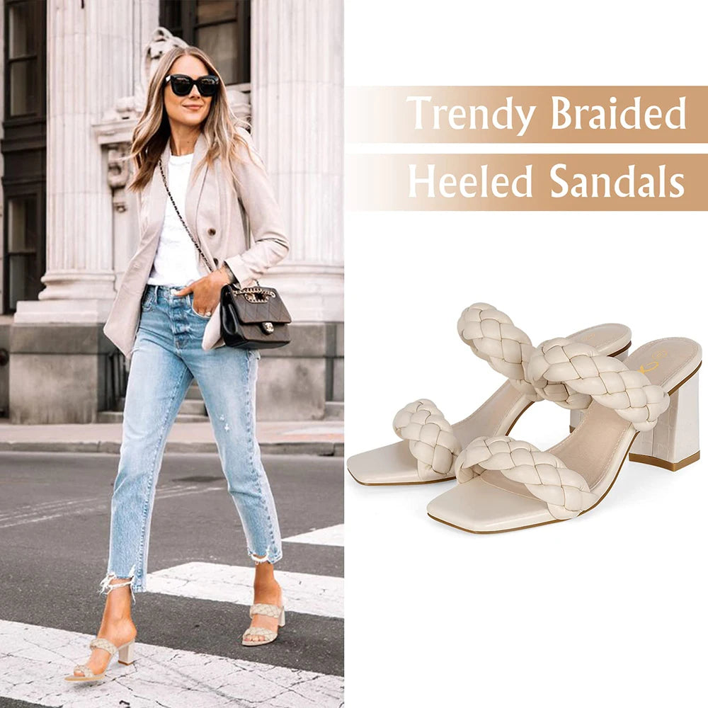 Sandals Women's Braided Heels  Open Toe