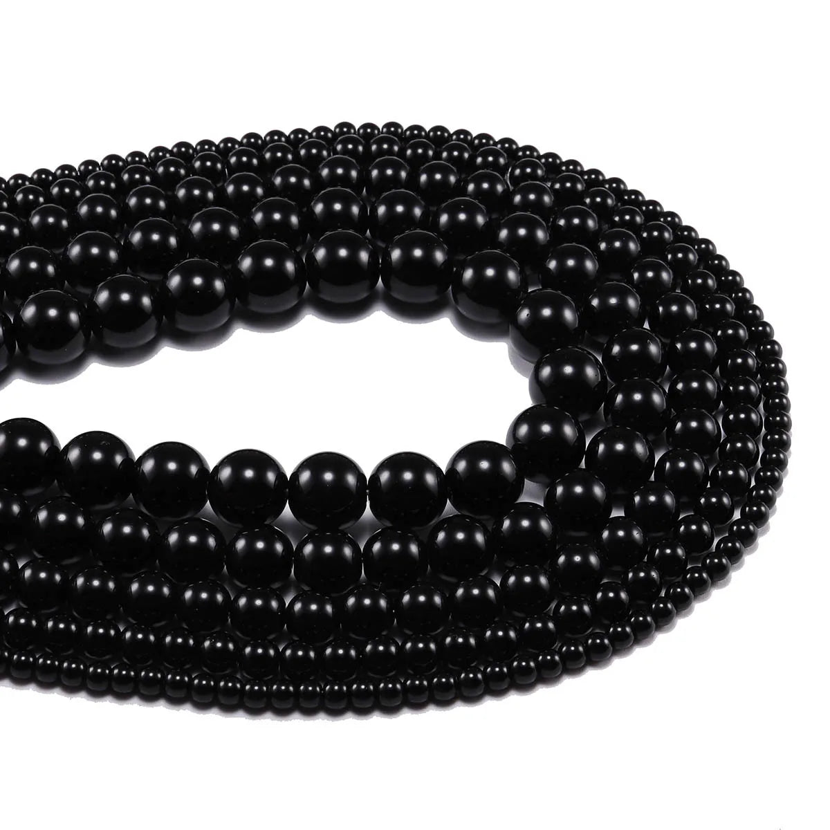 Black Agate Beads for Jewelry Making Round Beads