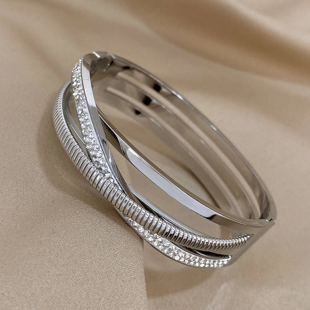 Cross Bracelet Rhinestone Cuff Bangle