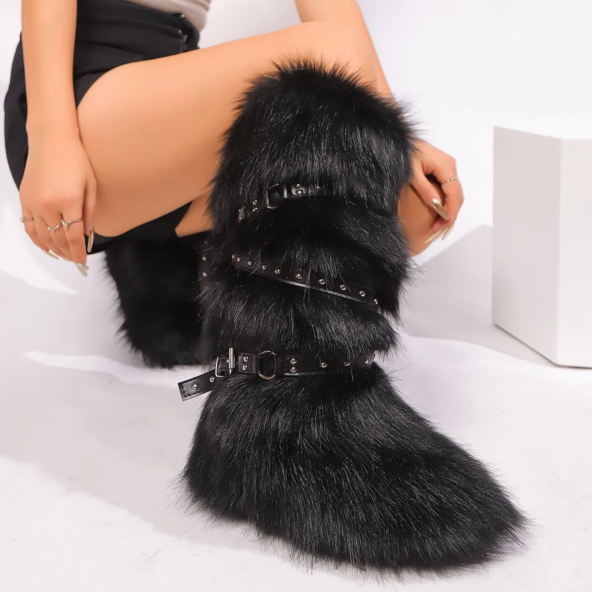 Boots Slip On Rivet Runway Shoes