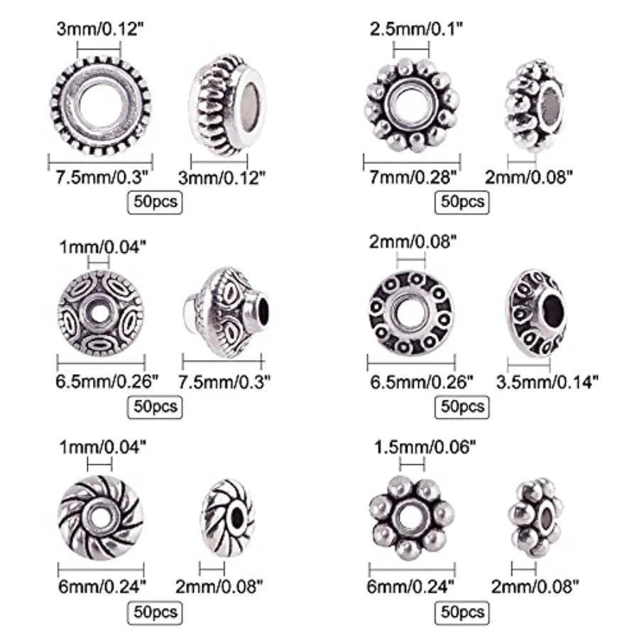 Antique Style Spacer Beads Set 300 Pcs Tibetan Metal Alloy Bracelet