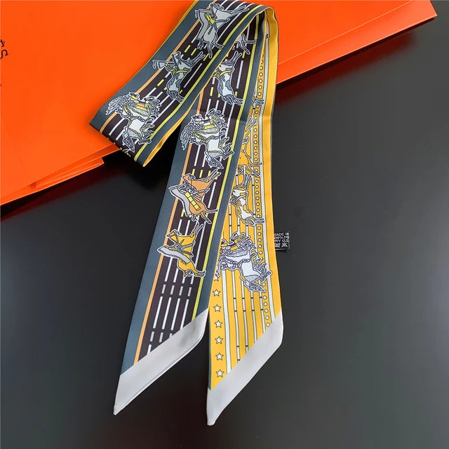 Scarf Skinny Plaid Silk Accessory