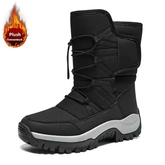 SENLONGBAOCN Men's High Top Snow Boots Waterproof Plush Lined