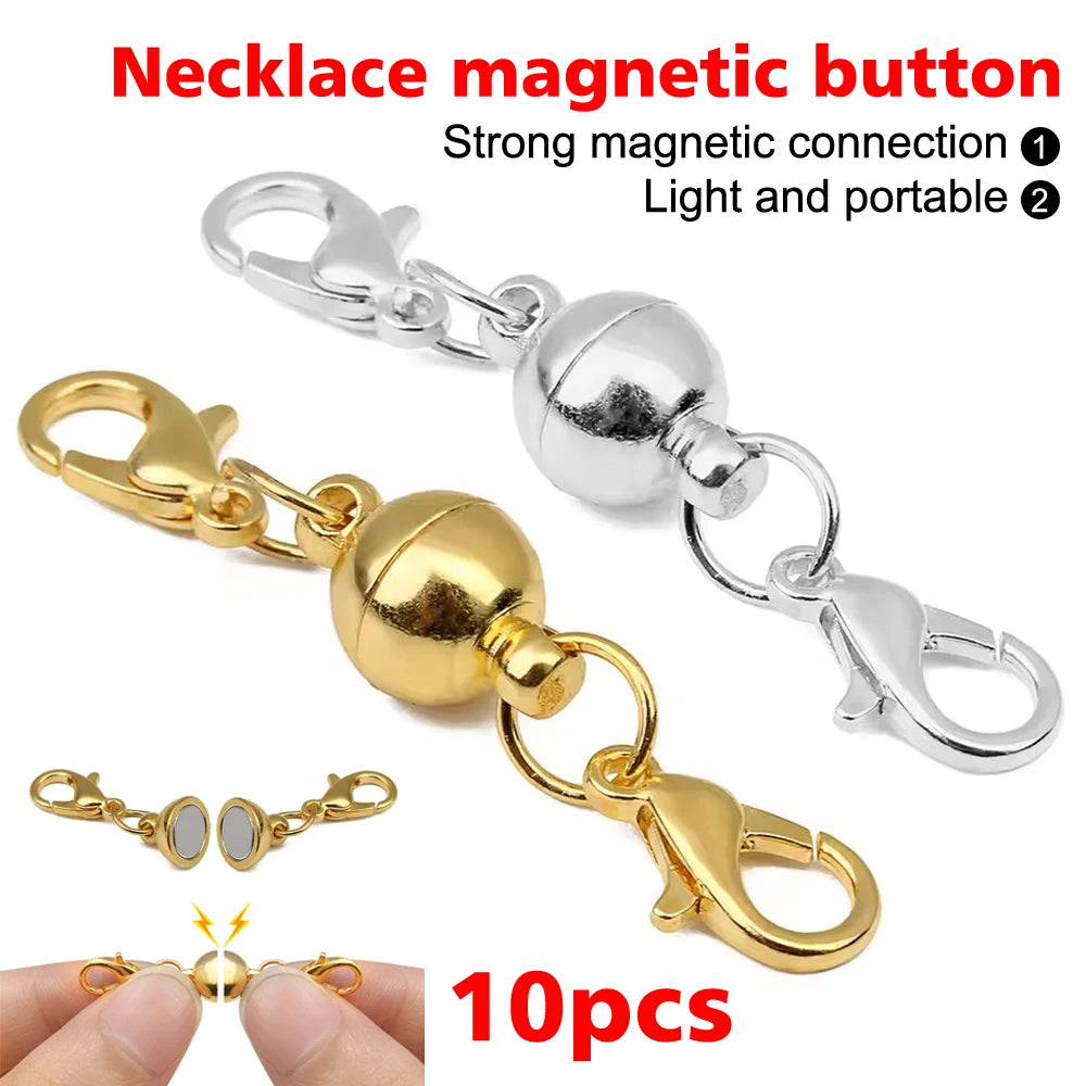 Magnetic Necklace Clasp Connectors 10 Pairs Gold Plated Jewelry Findings