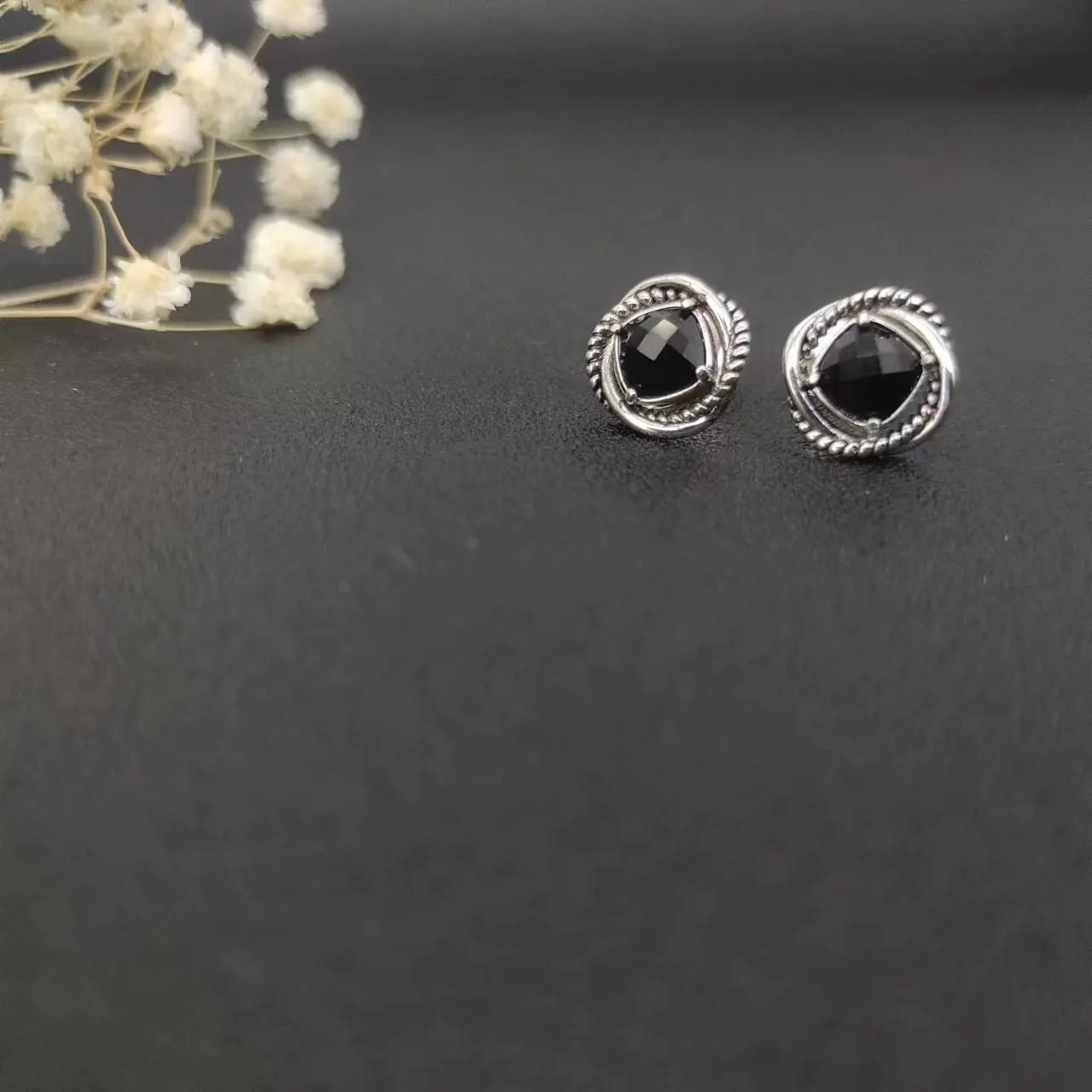 Sterling Silver Zircon Stud Earrings 925