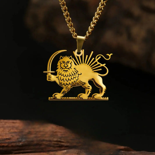 Necklace Persian Lion and Sun Necklace Pendant