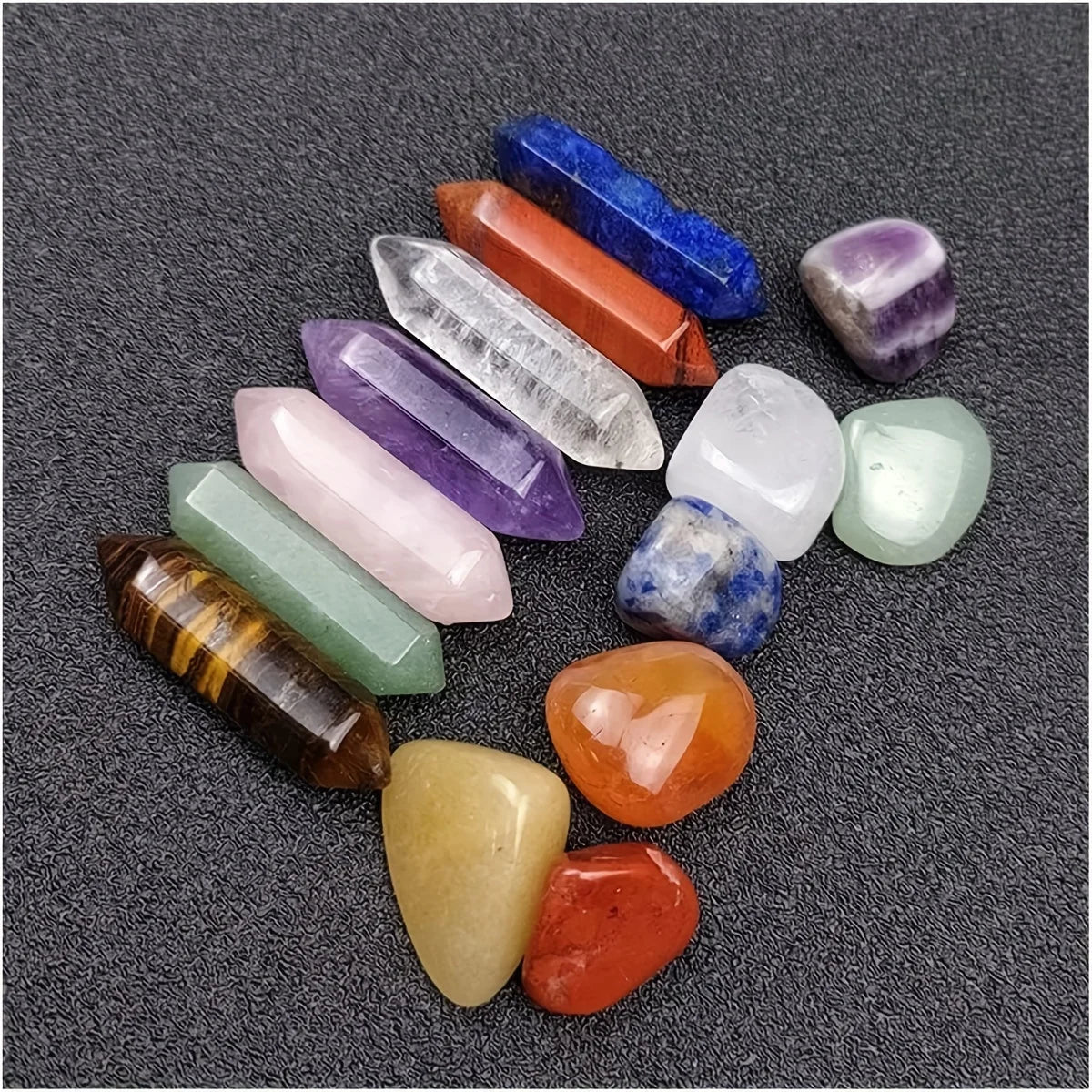 Crystal Chakra Pillar Set 14 Pieces For Yoga Energy And Home Decor