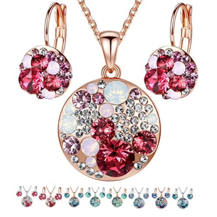 Ocean Bubble Women's Crystal Jewelry Set Necklace And Earrings