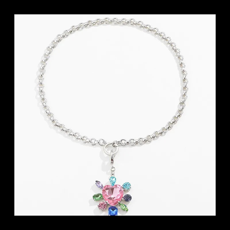 Necklace Peach Color Flower Zircon