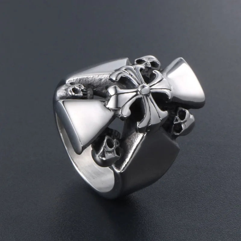 Skull Ring Cross Flower Windmill Titanium