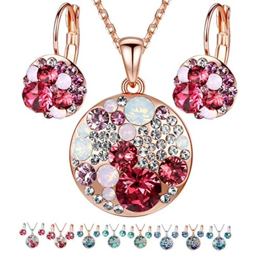 Ocean Bubble Women's Crystal Jewelry Set Necklace And Earrings