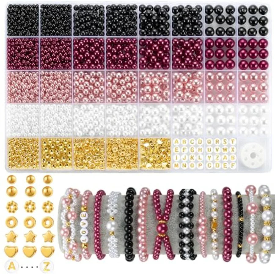 Pearl Beads Jewelry Making Kit With Gold Spacer Beads