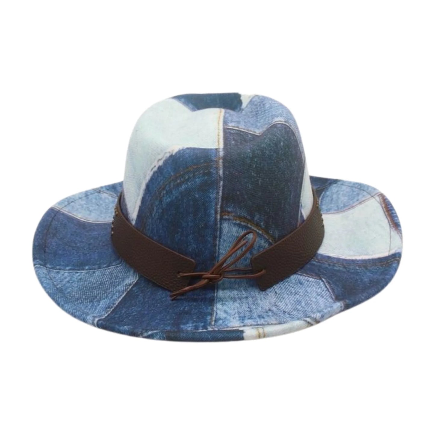 Denim Cowboy Hat With Bull Head Belt