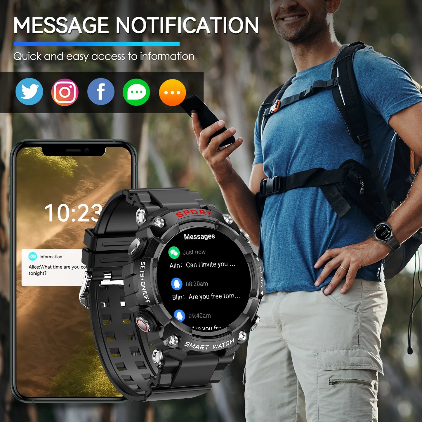 LaNikar Smartwatch With AMOLED Display And In Ear Bluetooth Headset HR SpO2