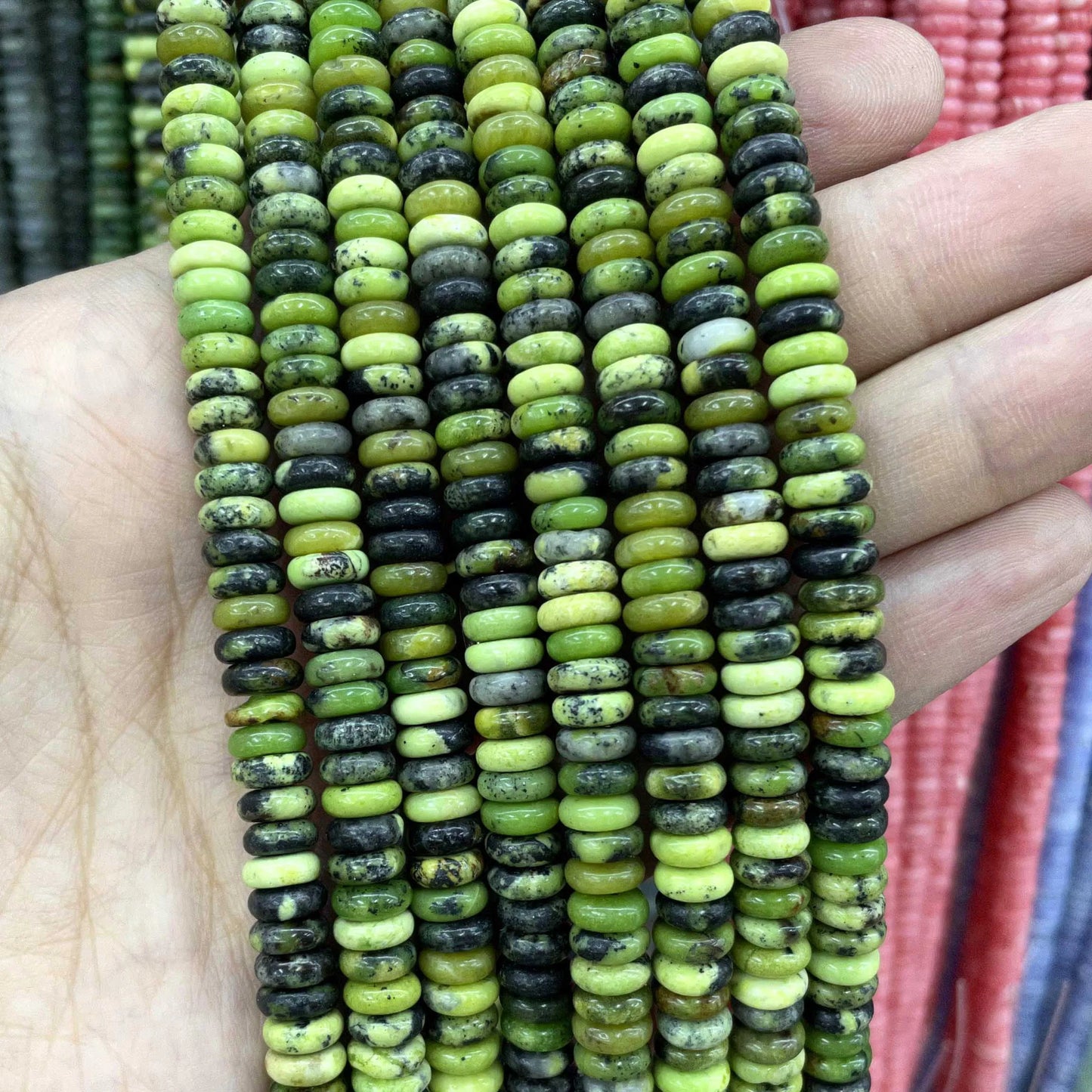 Natural Stone Bead Spacers Quartz Jasper Agate Flat Round