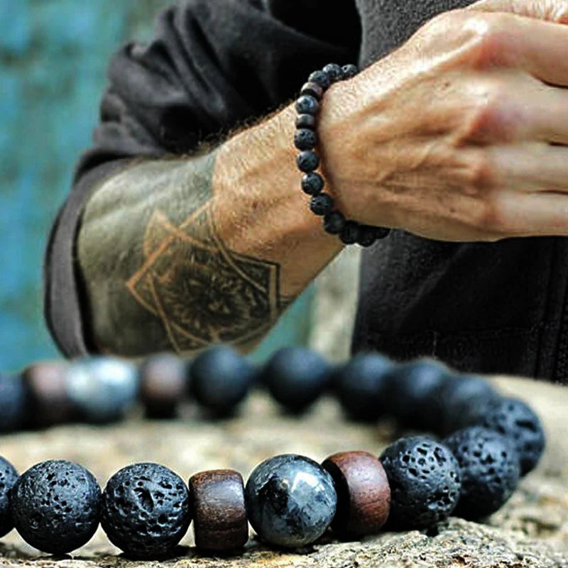 Volcanic Stone Bracelet For Men Women Tibetan Buddha