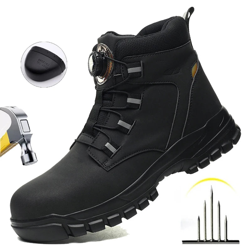 Safety Boots Men Indestructible Steel Toe Work Shoes