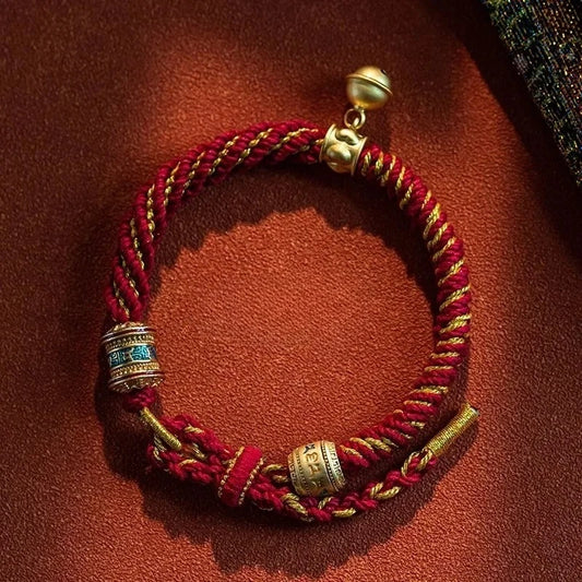 Om Mani Padme Hum Tibetan Knot Cord Bracelet Unisex Cotton