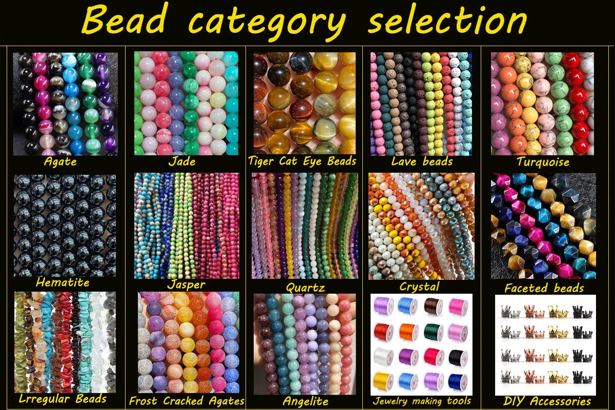 Natural Round Bead Mix Tiger Eye Amazonite Lava Turquoise Garnet