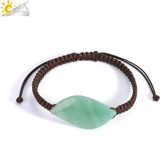 CSJA Jewelry Natural Stone Handmade Braided Mens Bracelet Amethyst