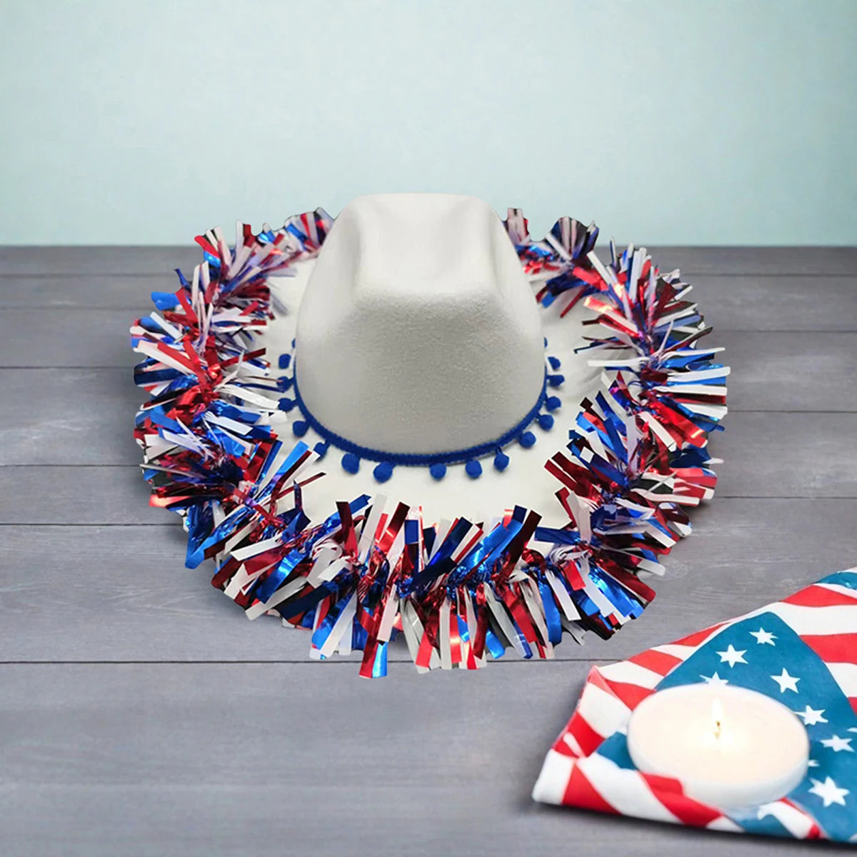 Patriotic American Flag Cowboy Hat With Stars And Stripes For 4th Of July