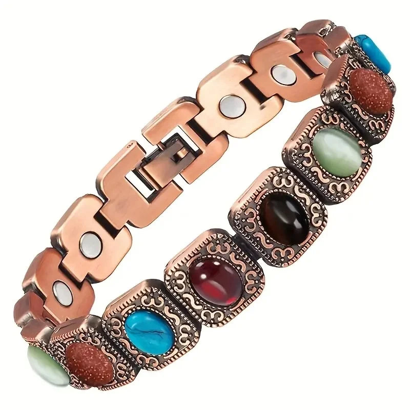 Copper Magnetic Bracelet With 3800 Gauss Turquoise Stones