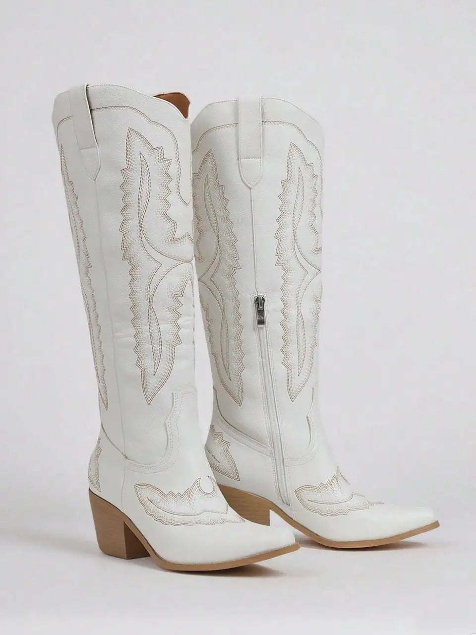 Boots For Women Point Toe Chunky Heels Knee High