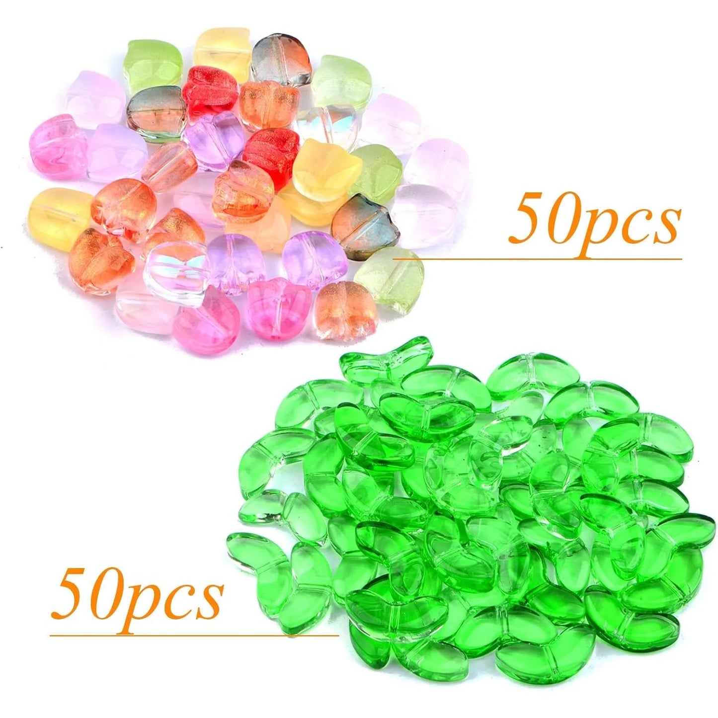 Tulip Glass Flower Beads 100pcs Mixed Colors For DIY Jewelry