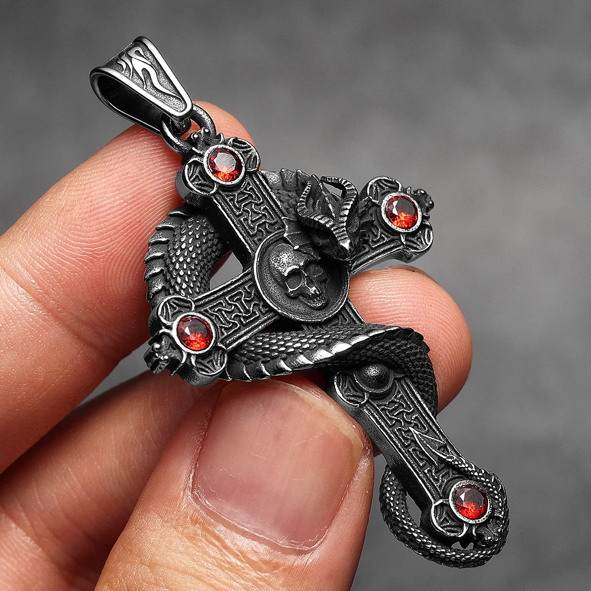 Necklace Dragon Cross Gemstone Pendant