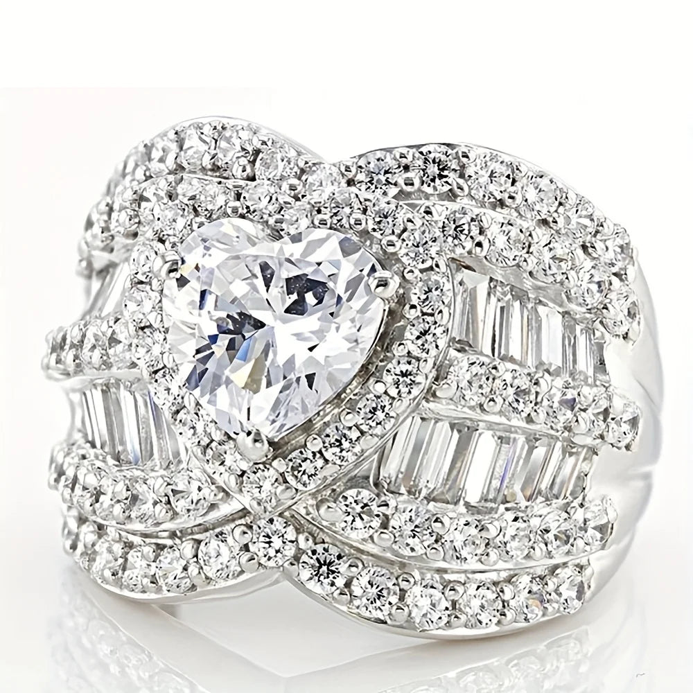 925 Sterling Silver Zircon Ring Fine Jewelry