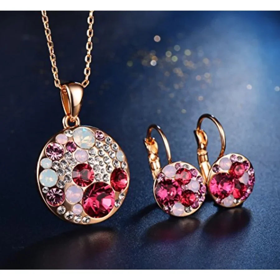 Ocean Bubble Women's Crystal Jewelry Set Necklace And Earrings