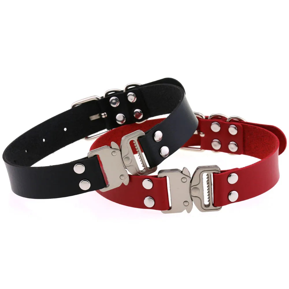 Choker Buckle Necklace PU Leather Cosplay