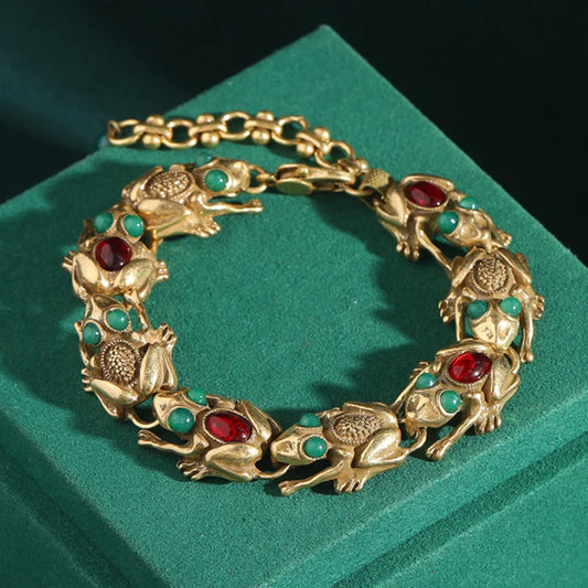 Bracelet Love Green Toad Chain Bracelet Antique Style