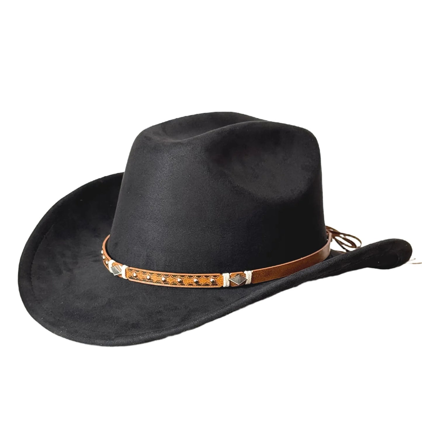 Cowboy Hat With Embellished Band Wide Brim