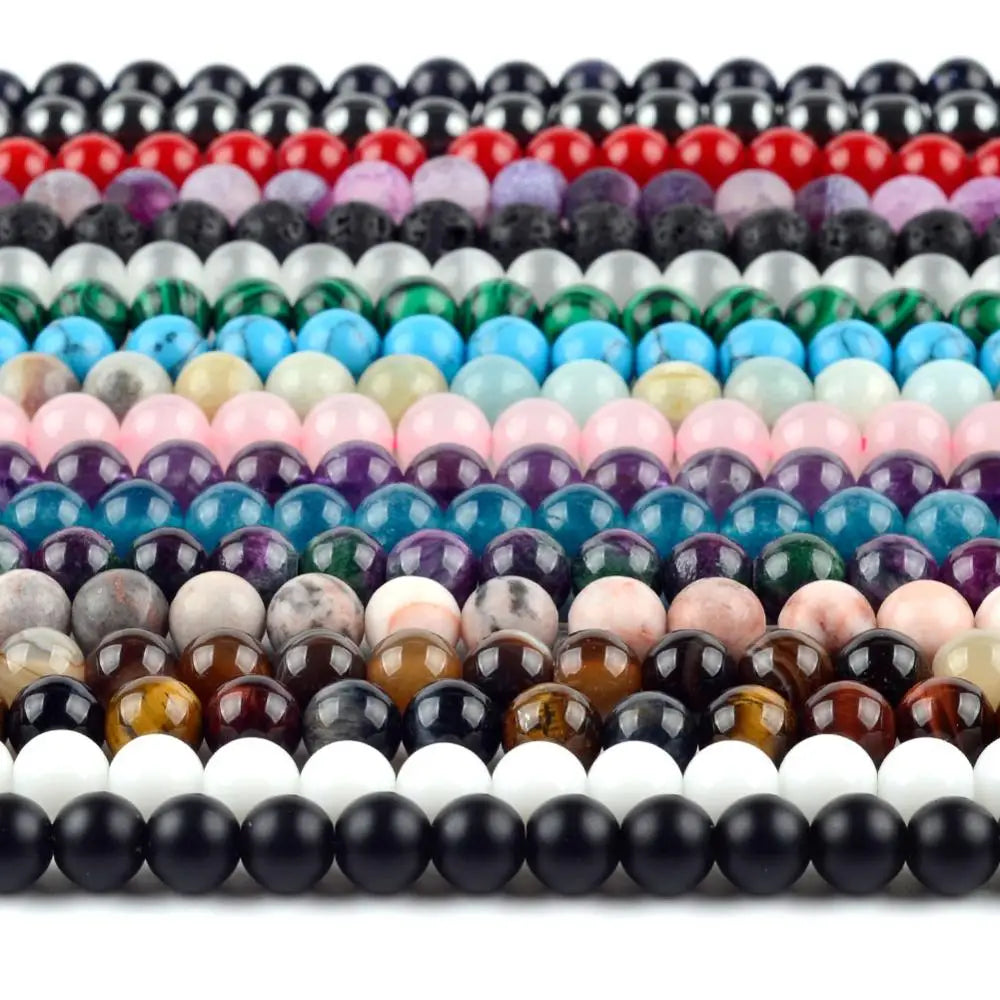 IYKWIM Natural Round Bead Mix Tiger Eye Amazonite Lava Turquoise