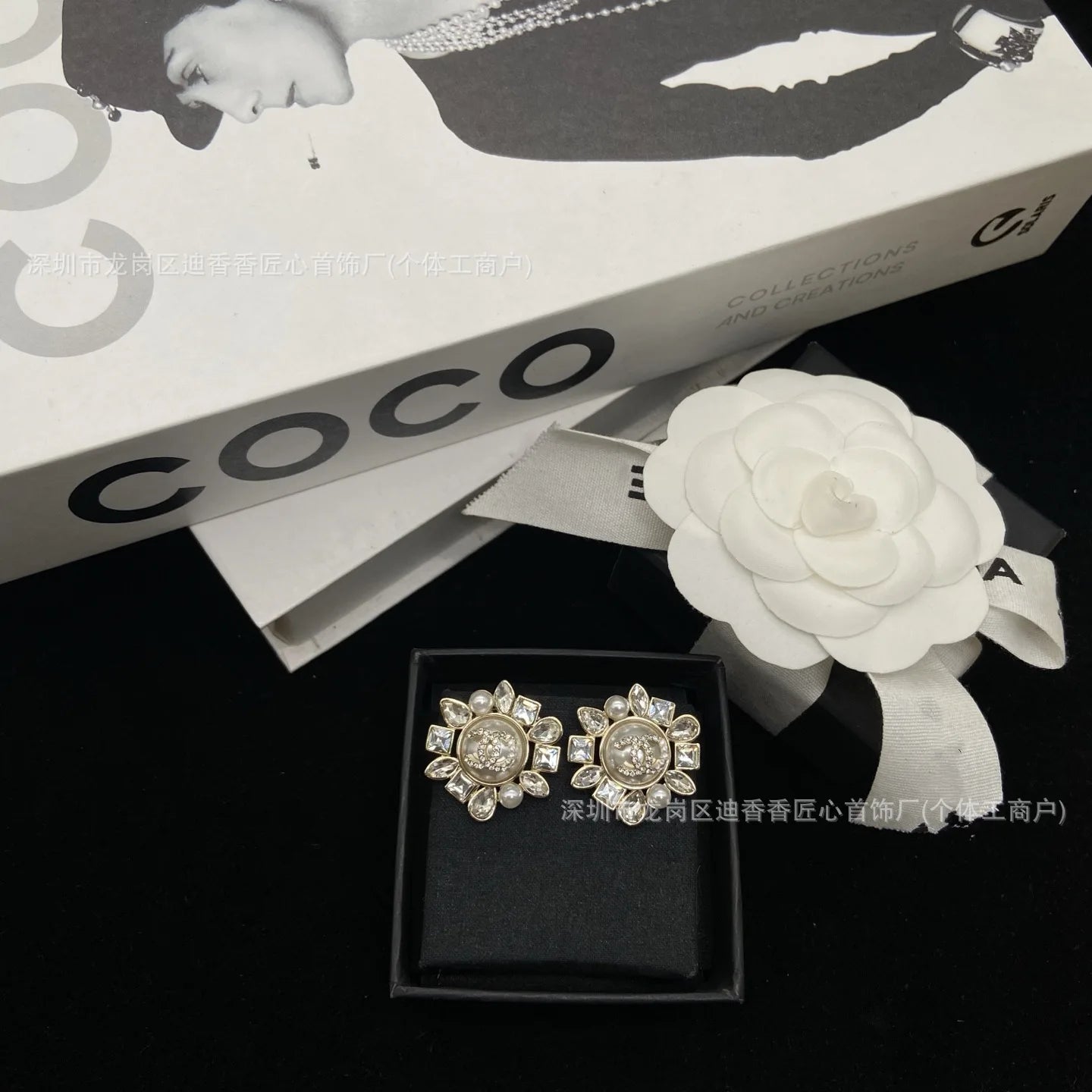Earrings Horse Eye Diamond Pearl Sunflower Geometric