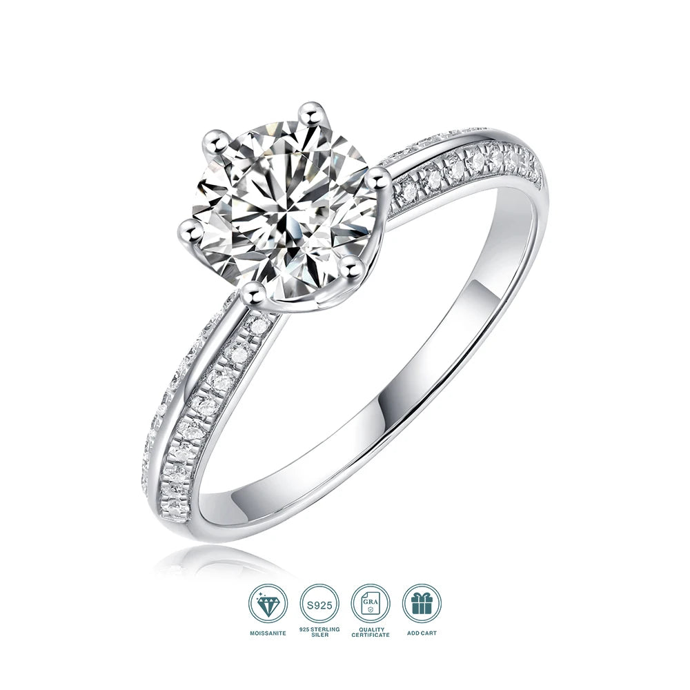 Moissanite Ring 925 Sterling Silver