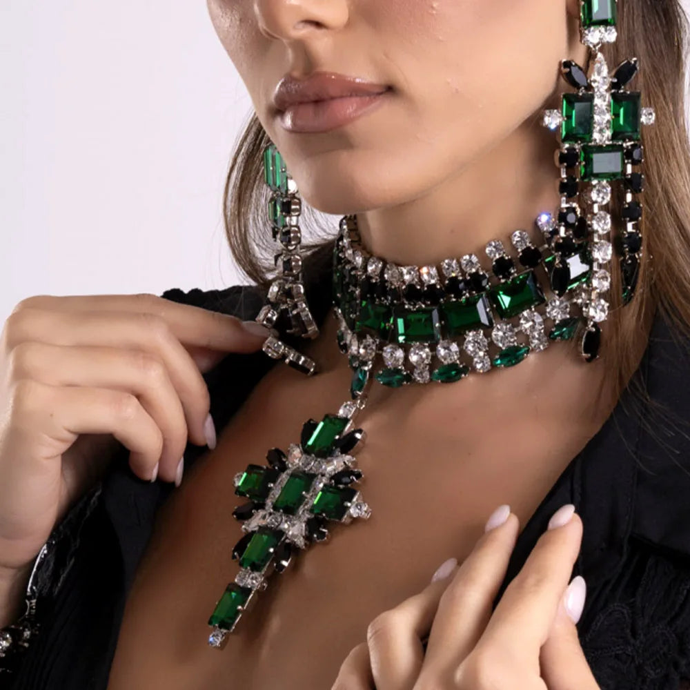 Necklace Rhinestone Cross Choker